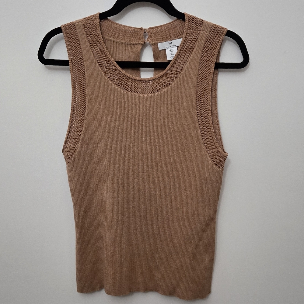 Halston Heritage Tan Sleeveless Knit Top